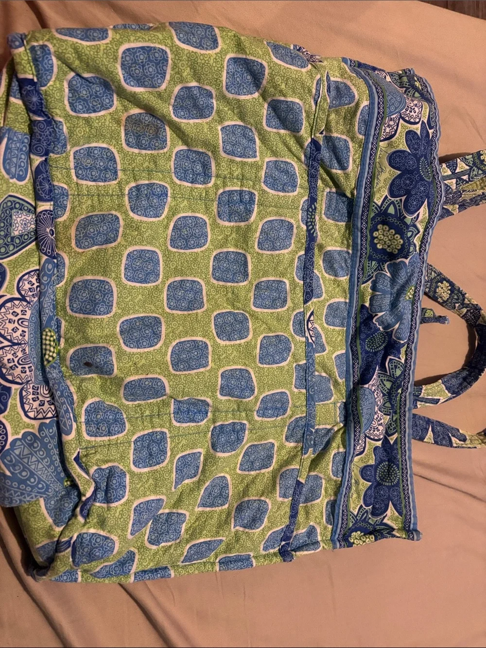 Floral Blue & Green Pattern Tote Bag